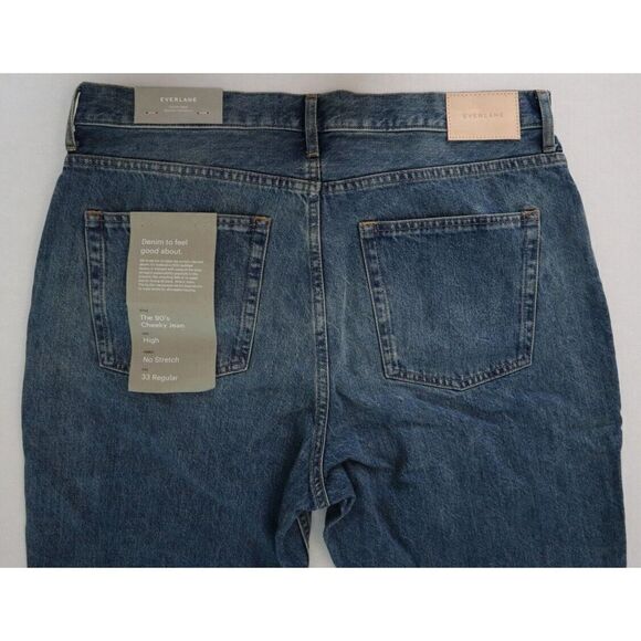 EVERLANE Women's Sz 33 Mid Blue The Curvy 90's Cheeky Straight Denim Jeans $110 - Picture 4 of 10